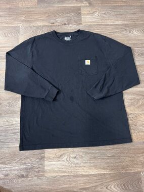 Carhartt Black Long-Sleeve Pocket Tee with Logo Patch (Men)/A415